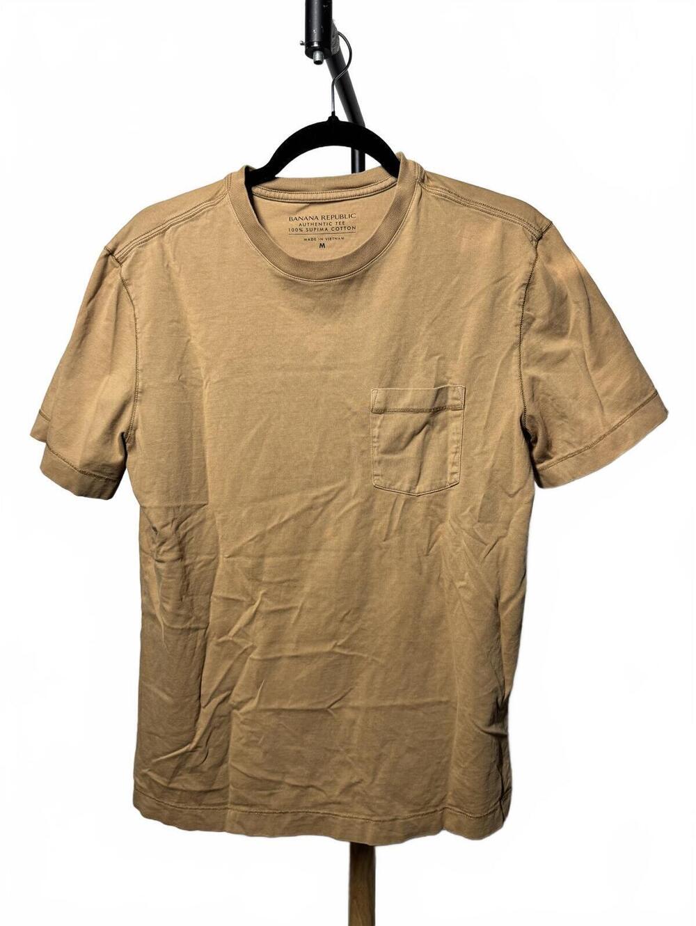 Banana Republic Tan Cotton Pocket Crewneck T-Shirt Size M